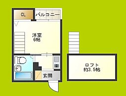 サンシティアイランド2 1Kの間取図画像