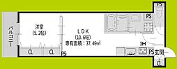 クリエオーレ千本南 1LDKの間取図画像