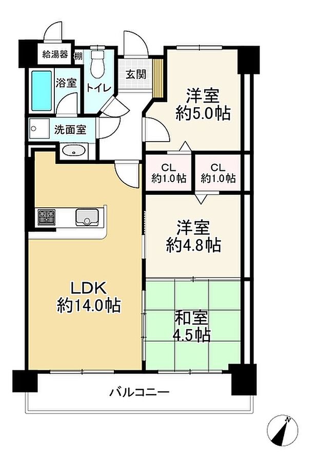 ロワールマンションアール春日(3LDK) 2階の間取り