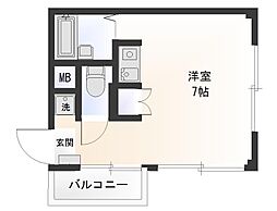 宮町D棟 ワンルームの間取図画像