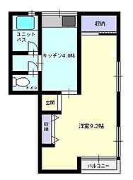 コーポエレガンシィ 1Kの間取図画像