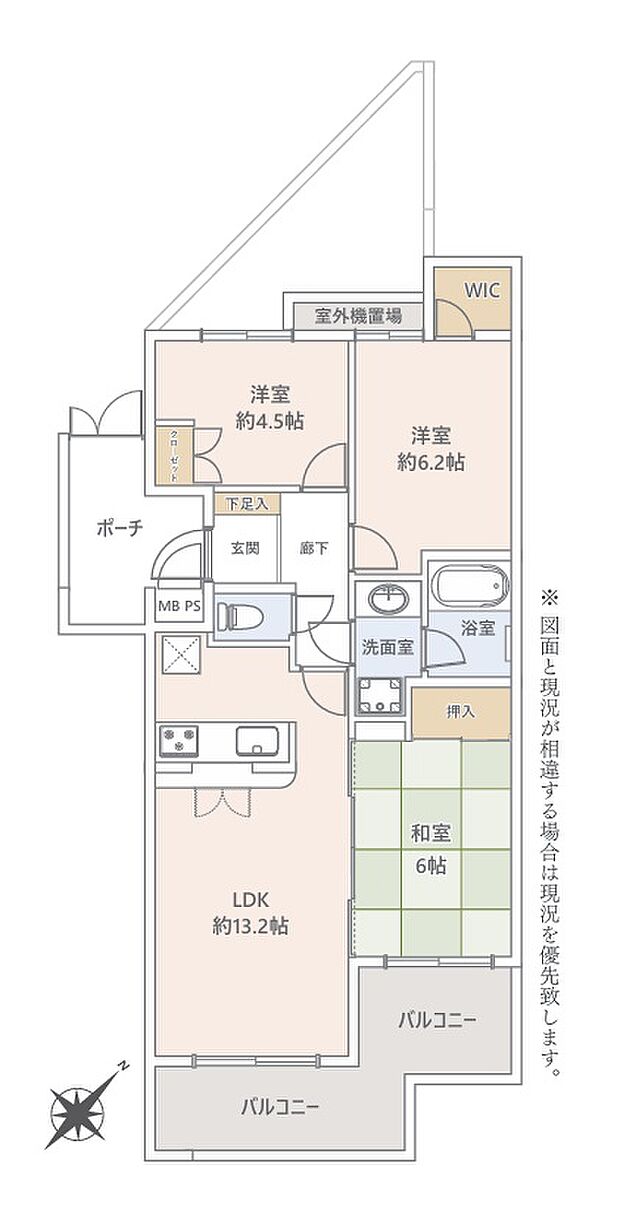 ハイホーム佐倉Ｉ番館(3LDK) 4階/Ｉー412号室の間取り