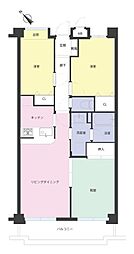 ダイアパレス勝田台南 203号室 3LDKの間取り