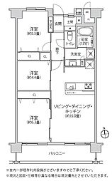なぎさニュータウン2号棟 3LDKの間取図画像