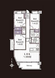 ワコーレ松戸 3LDKの間取図画像