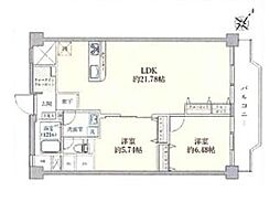 幕張グリーンハイツ 2LDKの間取図画像