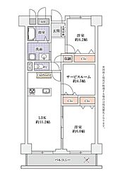 市川ハイツB棟 2SLDKの間取図画像