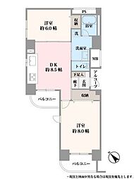 シティ音羽 2DKの間取り
