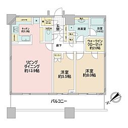 アウルタワー 2LDKの間取図画像