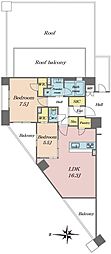 マジェスティハウス新宿御苑パークナード 2LDKの間取図画像
