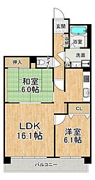 ウエストコート8番街1番館 2LDKの間取図画像