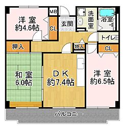井吹東シティコート3号棟 3DKの間取図画像