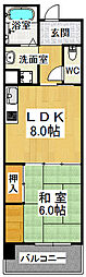 明泉寺南住宅明泉寺シティコート 1DKの間取図画像