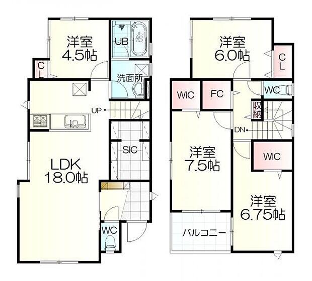 向山　3号棟(4LDK)の間取り