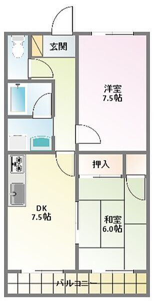 ガーデンミリカＡ棟 205｜神奈川県横浜市港北区日吉2丁目(賃貸アパート2DK・2階・49.50㎡)の写真 その2