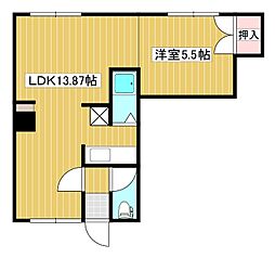 西富5号マンション 1LDKの間取図画像