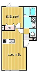 Aries 1LDKの間取図画像