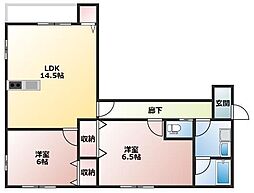 ＹＳ4739 301 1階2LDKの間取り