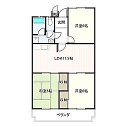 第2橋本マンション 3LDKの間取図画像