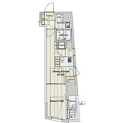 ビバリーホームズ田無III 5階1DKの間取り