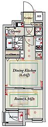 ビバリーホームズ目黒鷹番 1DKの間取図画像
