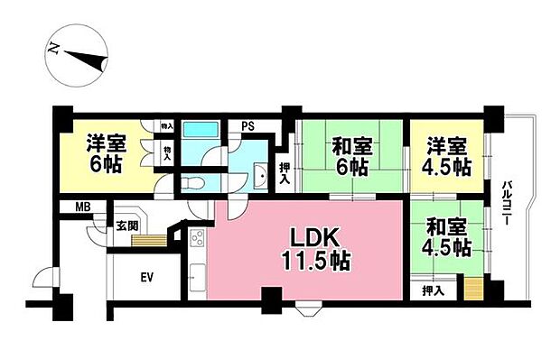 矢田川パークハウスC棟(4LDK) 2階の間取り