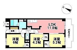 杁中スカイタウンA棟 3LDKの間取図画像