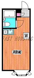 都営新宿線 曙橋駅 徒歩6分の賃貸マンション 2階ワンルームの間取り