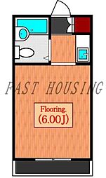 京王線 笹塚駅 徒歩5分の賃貸マンション 2階ワンルームの間取り