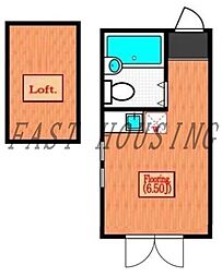 京王線 笹塚駅 徒歩11分の賃貸アパート 2階ワンルームの間取り