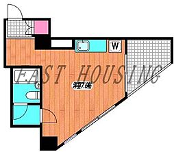 京王線 初台駅 徒歩8分の賃貸マンション 6階ワンルームの間取り