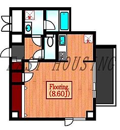 JR総武線 代々木駅 徒歩5分の賃貸マンション 2階1Kの間取り