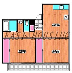小田急小田原線 代々木八幡駅 徒歩1分の賃貸マンション 4階2DKの間取り
