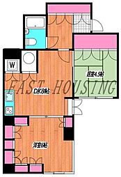 JR山手線 代々木駅 徒歩4分の賃貸マンション 2階2LDKの間取り