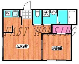 京王線 幡ヶ谷駅 徒歩12分の賃貸マンション 2階1LDKの間取り