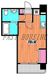 都電荒川線 面影橋駅 徒歩3分の賃貸マンション 6階1Kの間取り