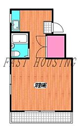 東京メトロ千代田線 代々木公園駅 徒歩2分の賃貸マンション 5階1Kの間取り