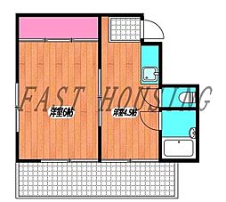 都営新宿線 曙橋駅 徒歩3分の賃貸マンション 4階1DKの間取り