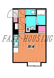 京王線 初台駅 徒歩6分の賃貸マンション 3階ワンルームの間取り