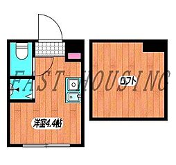 京王線 笹塚駅 徒歩10分の賃貸アパート 1階ワンルームの間取り