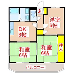 グレースハイム 3DKの間取図画像
