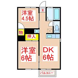 コーポST 2DKの間取図画像