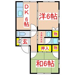 リリー伊敷台 2DKの間取図画像