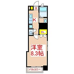 ミア・カーサ 9階1Kの間取り