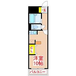 サニークレスト南林寺 2階ワンルームの間取り