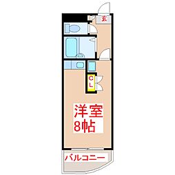 プレジデント柳町 2階ワンルームの間取り