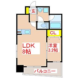 Ａ−ＳＴＥＰ甲突 7階1LDKの間取り
