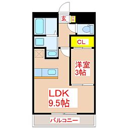 Egret 1LDKの間取図画像