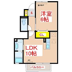 ディアス下伊敷 1LDKの間取図画像