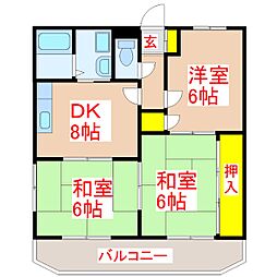 グレースハイム 3DKの間取図画像
